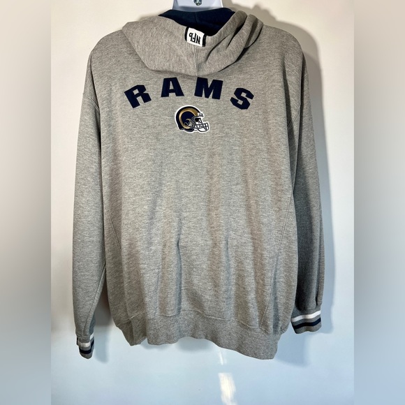 Vintage NFL Licensed Rams Football Gray Zip Up Hooded Jacket XL Embroidered Logo - Picture 5 of 8